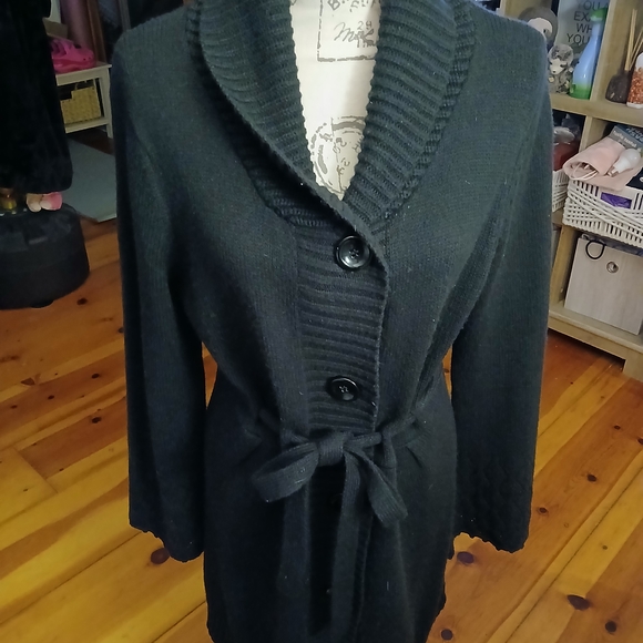 Bisou Bisou Sweaters - Bisou Bisou Black Shawl Collar Cardigan